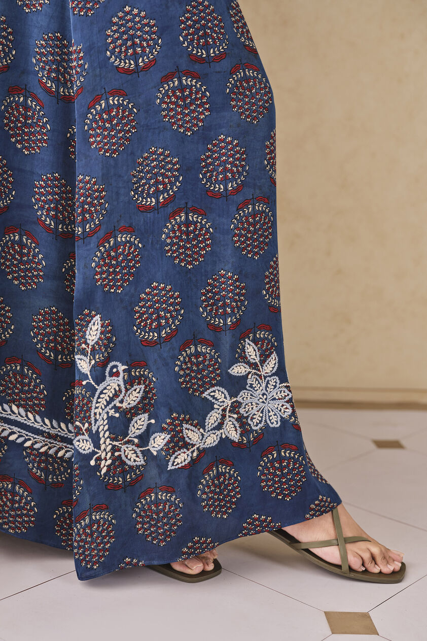 Aze Handcrafted Ajrakh Kaftan - Blue, Blue, image 6
